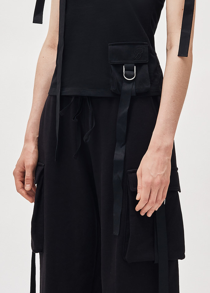 Blumarine Straight-leg Cotton Cargo Trousers In Black