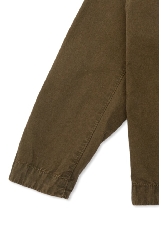 Stone Island Compass-patch Cotton Jacket In Green