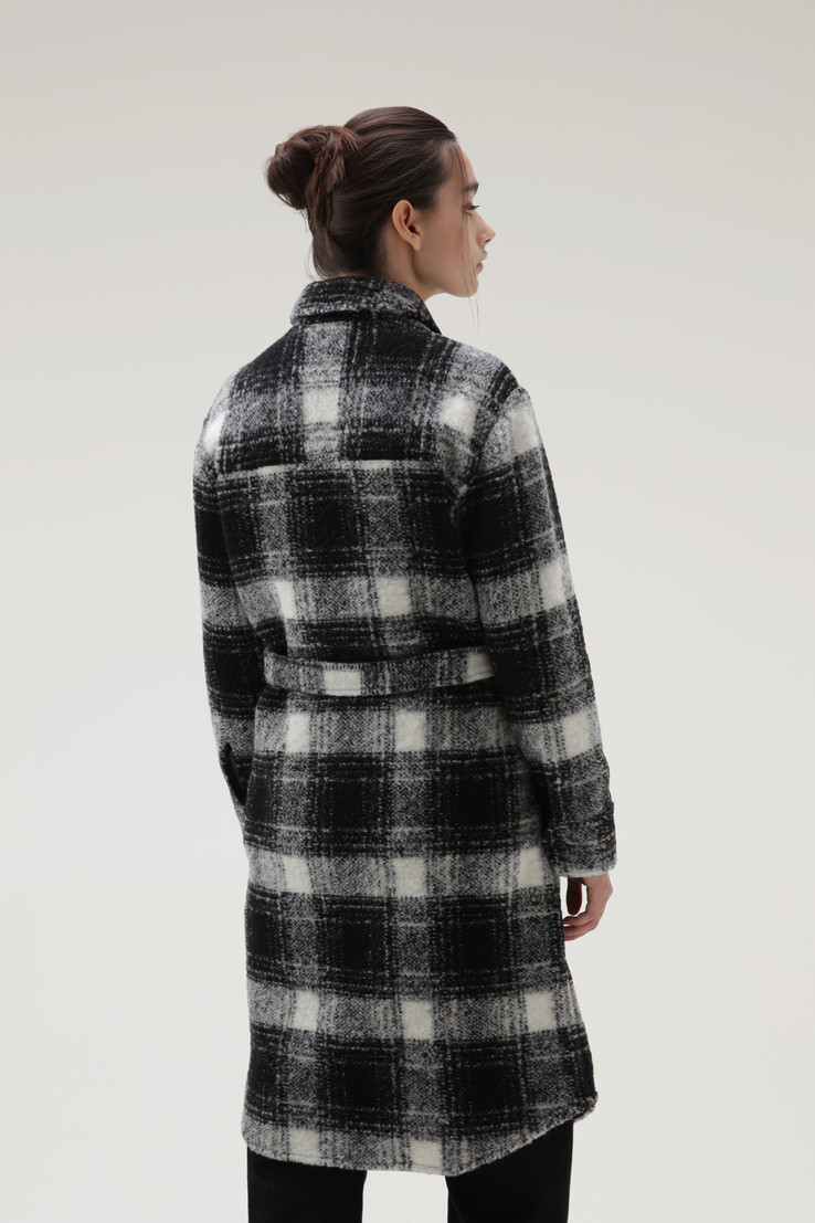 Woolrich Belted-waist Checkered Coat In Black