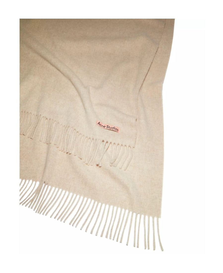 Shop Acne Studios Logo-patch Frayed-edge Scarf In Nude