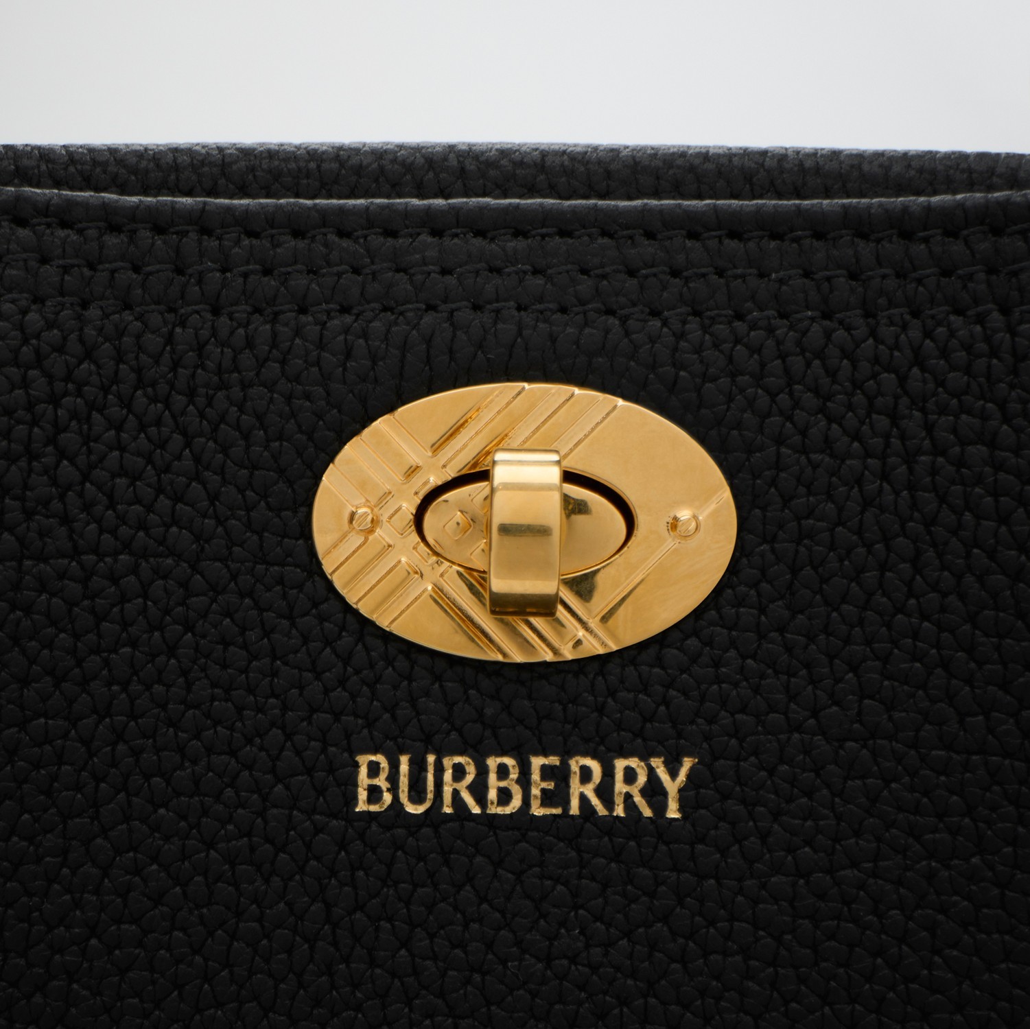 Burberry Mini Cotswold Grained Leather Top Handle Bag In Black