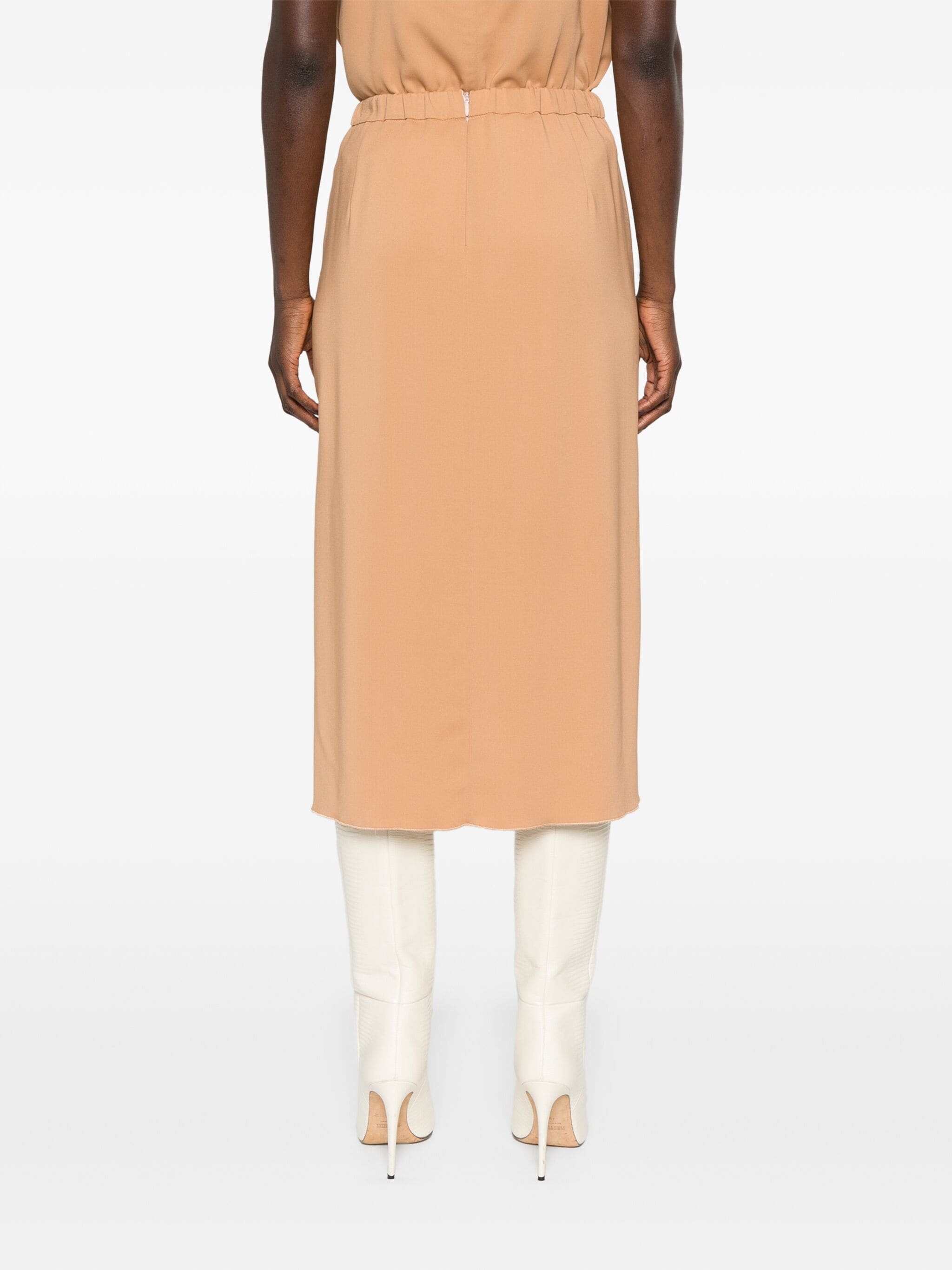 Shop Forte Forte Crepe Midi Skirt In Nude
