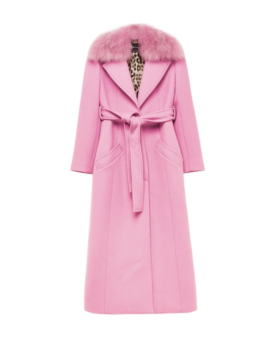 Blumarine Long Overcoat In Pink