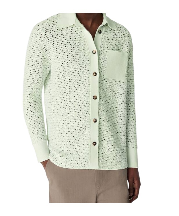 Bottega Veneta Cotton Crochet Knit Shirt In Green