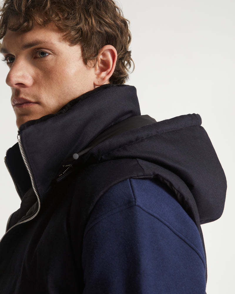 Shop Yves Salomon Sleeveless Wool Down Vest In Black