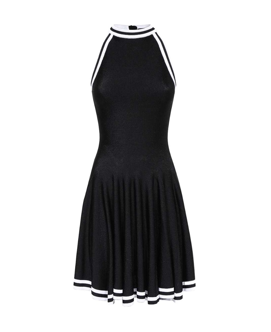 Balmain Mesh Knitted Dress In Black
