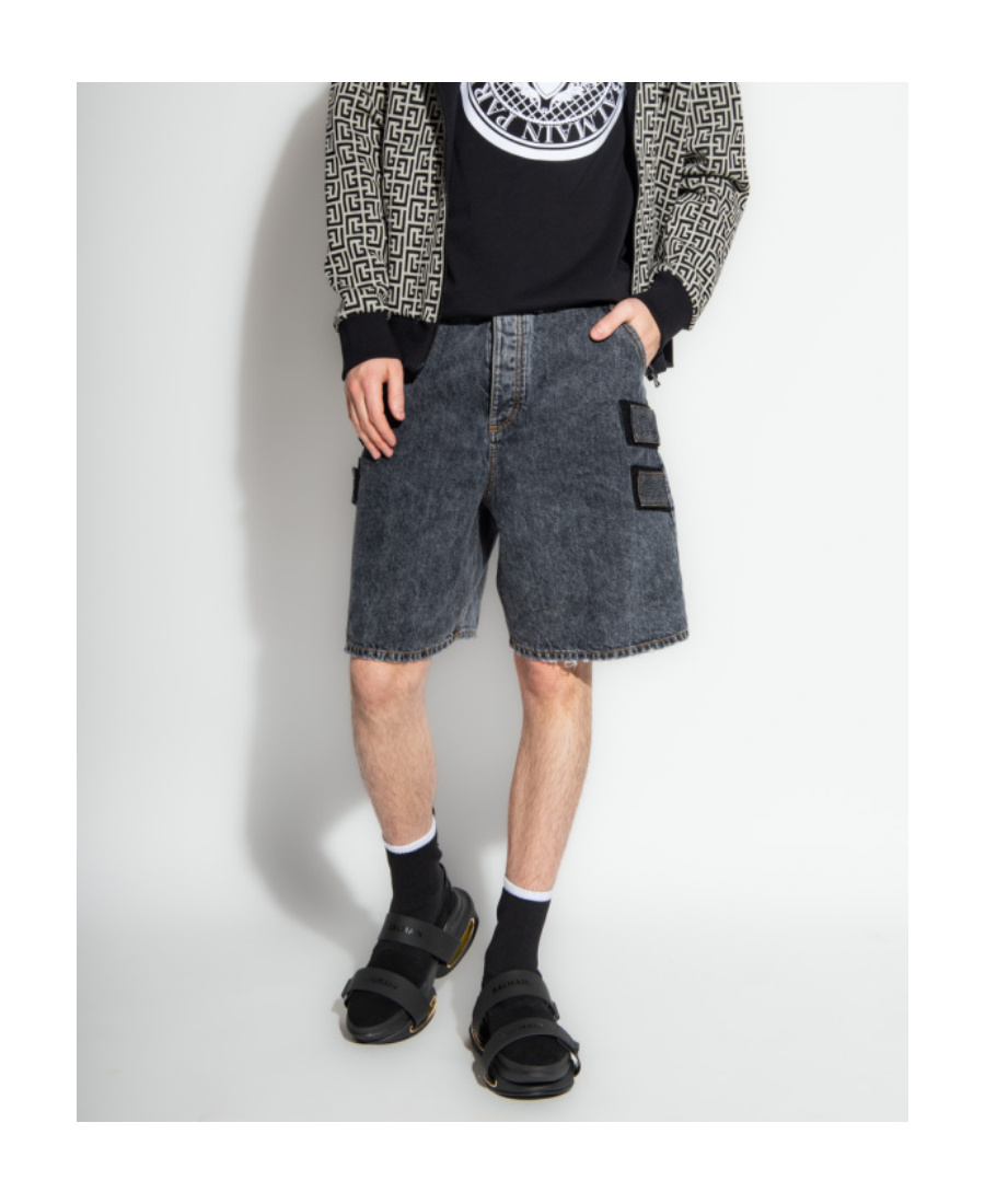 BALMAIN ACID-WASH DENIM SHORTS 