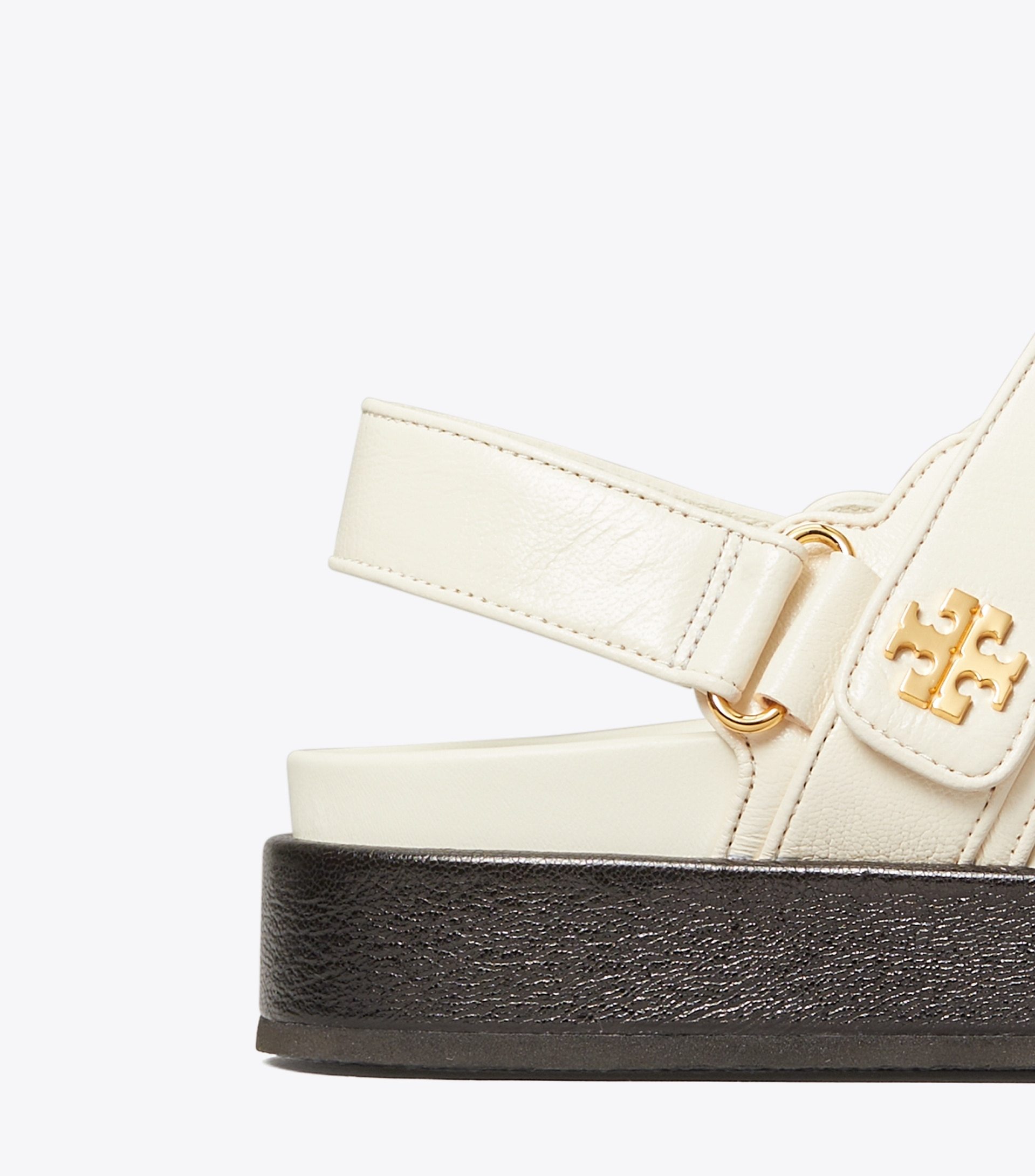 Shop Tory Burch Double T-motif Leather Sandals In White