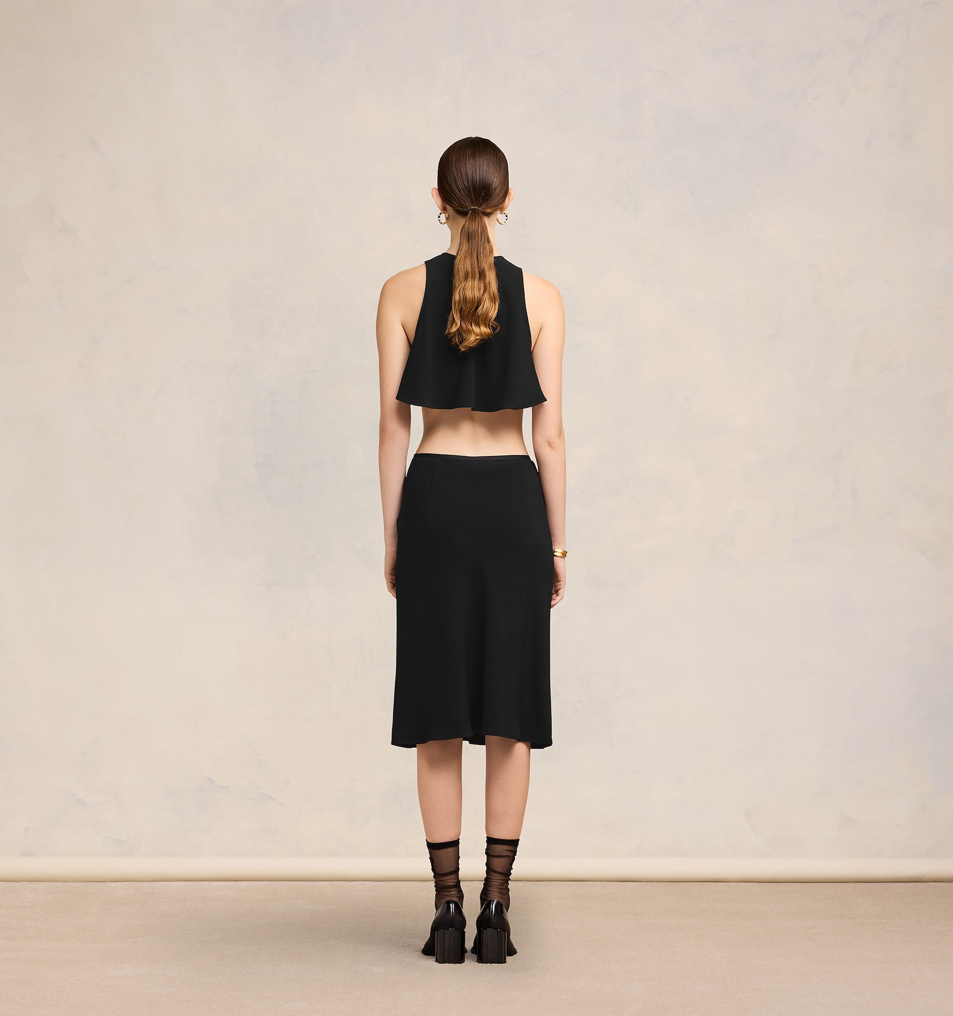 Ami Alexandre Mattiussi Pencil Midi Skirt In Black