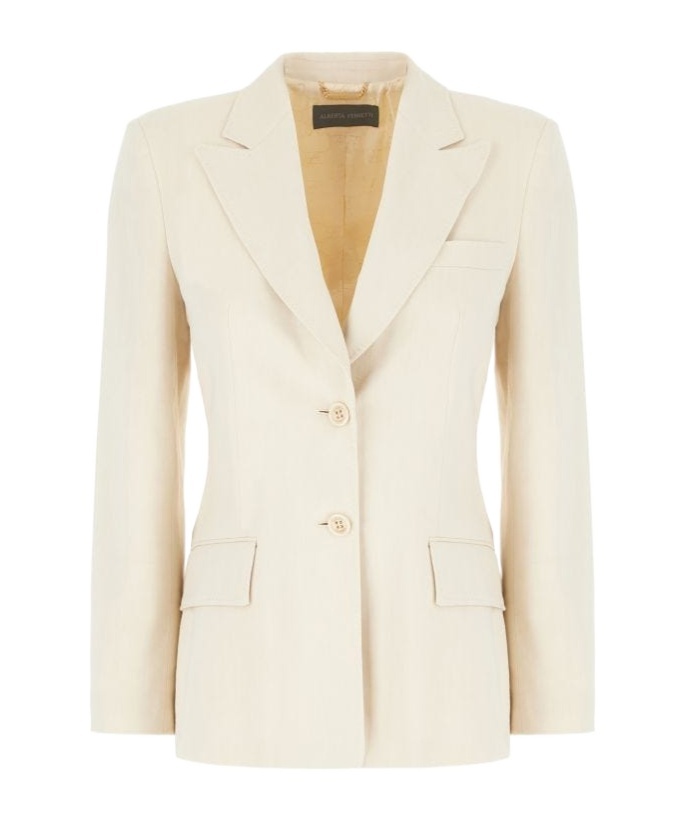 Alberta Ferretti Stretch Viscose Blend Blazer In White