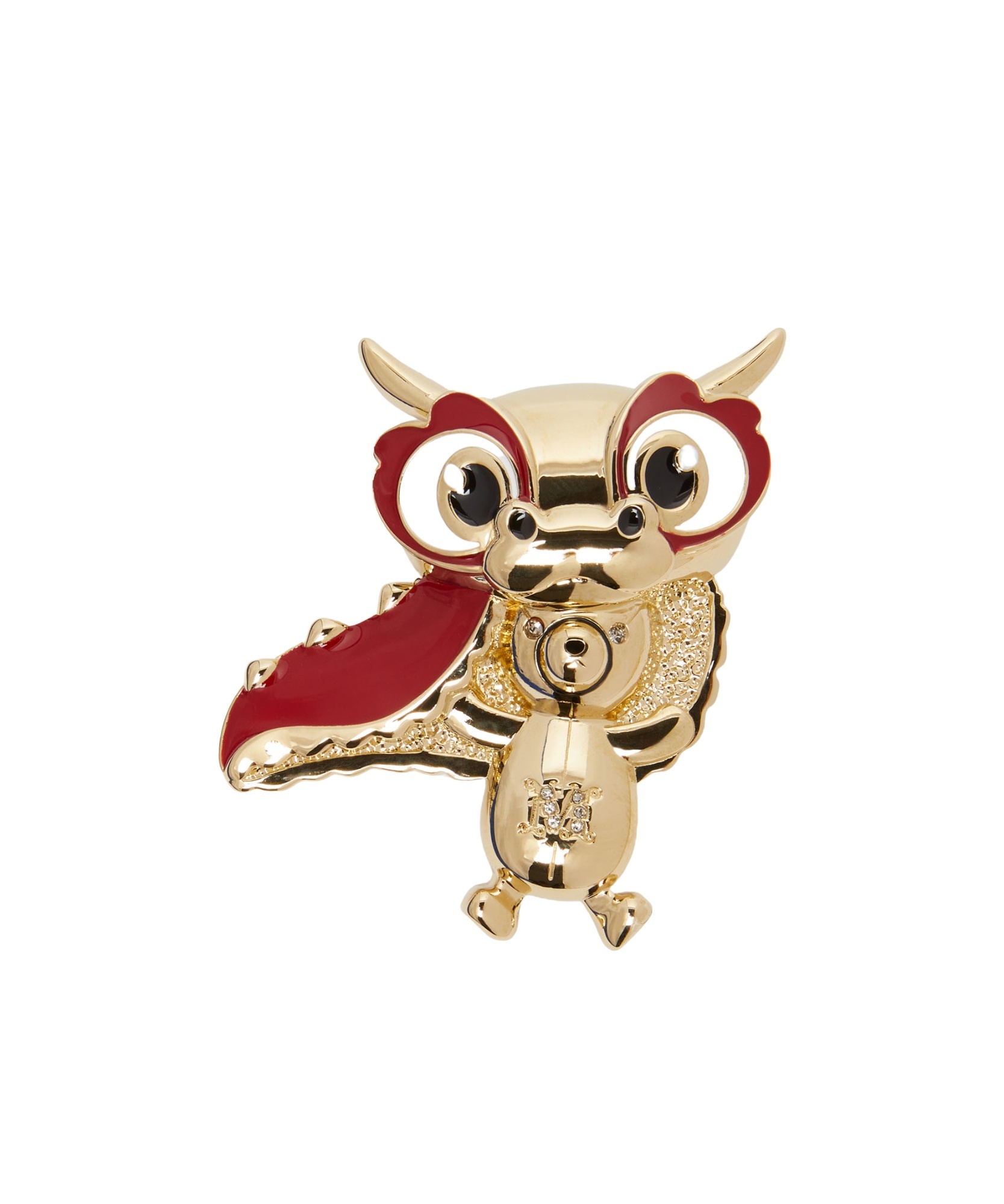 Max Mara Metal Teddy Bear Dragon Brooch In Yellow