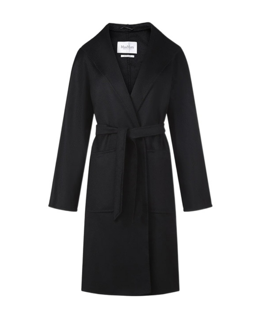 Max Mara Lace-up Coat In Black