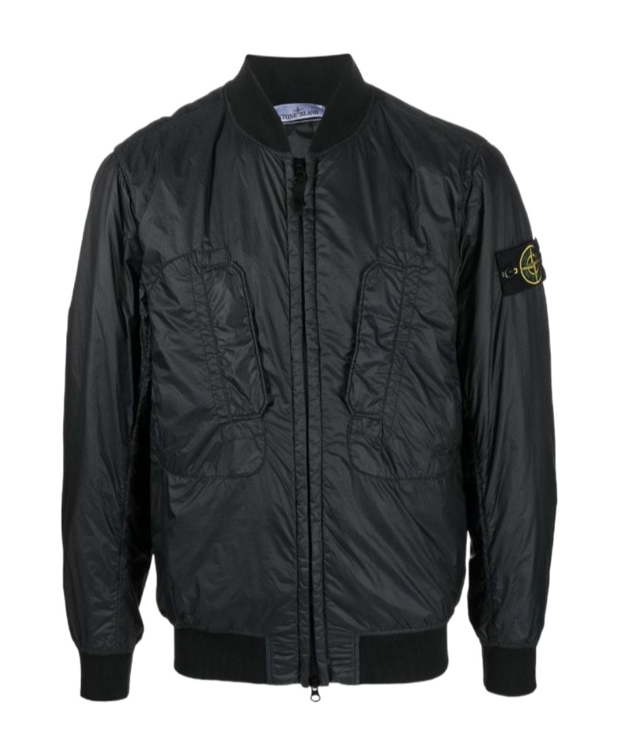 Stone Island Logo-patch Bomber Jacket In Black