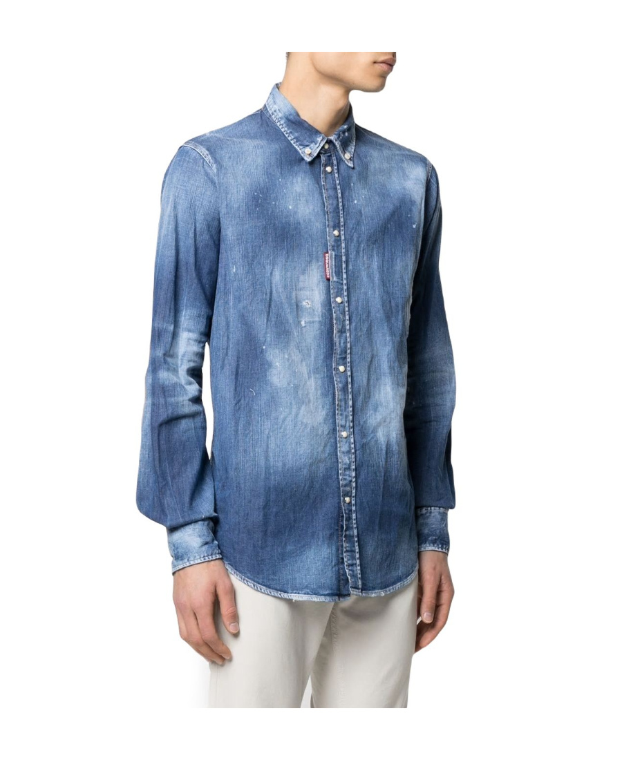 Dsquared2 Distressed Effect Denim Shirt In Blue
