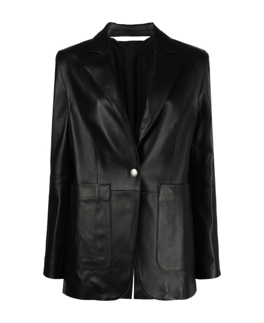 Palm Angels Side Stripe Leather Blazer In Black