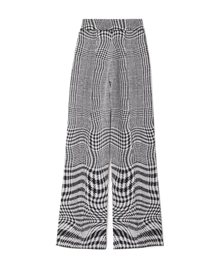 Burberry Warped Houndstooth Jacquard Wool-blend Trousers In Gray