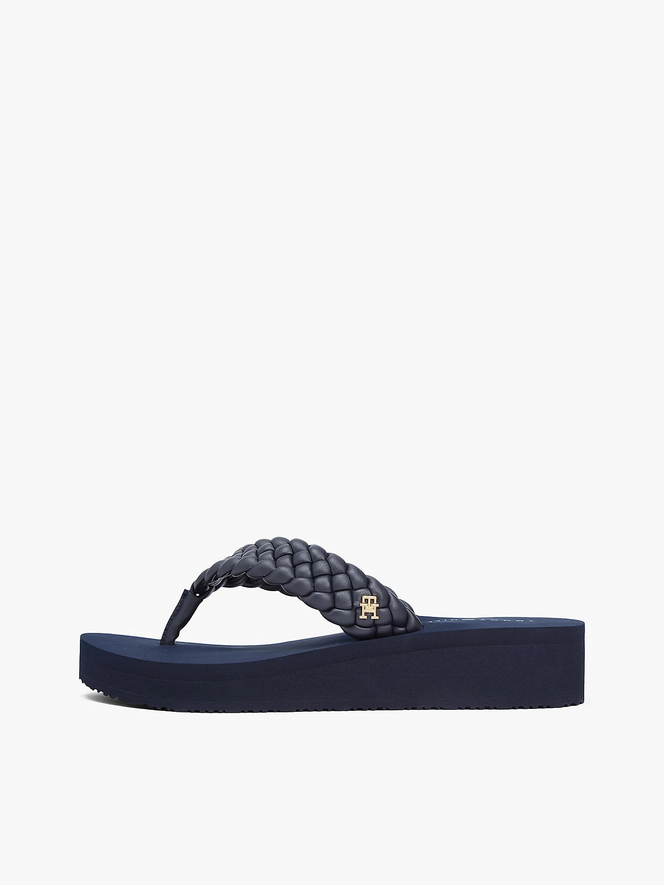 Tommy Hilfiger 38mm Braided Platform Flip-flops In Blue