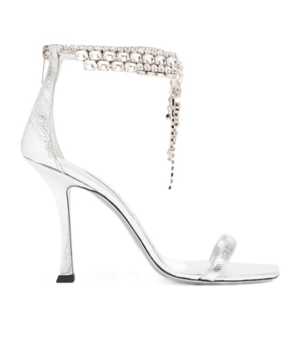 Jimmy Choo 'verity' Metallic Sandals With High Stiletto Heel