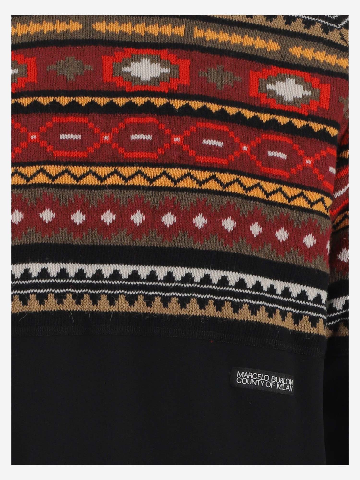 Marcelo Burlon County Of Milan Marcelo Burlon Felpa In Lana E Cotone In Black