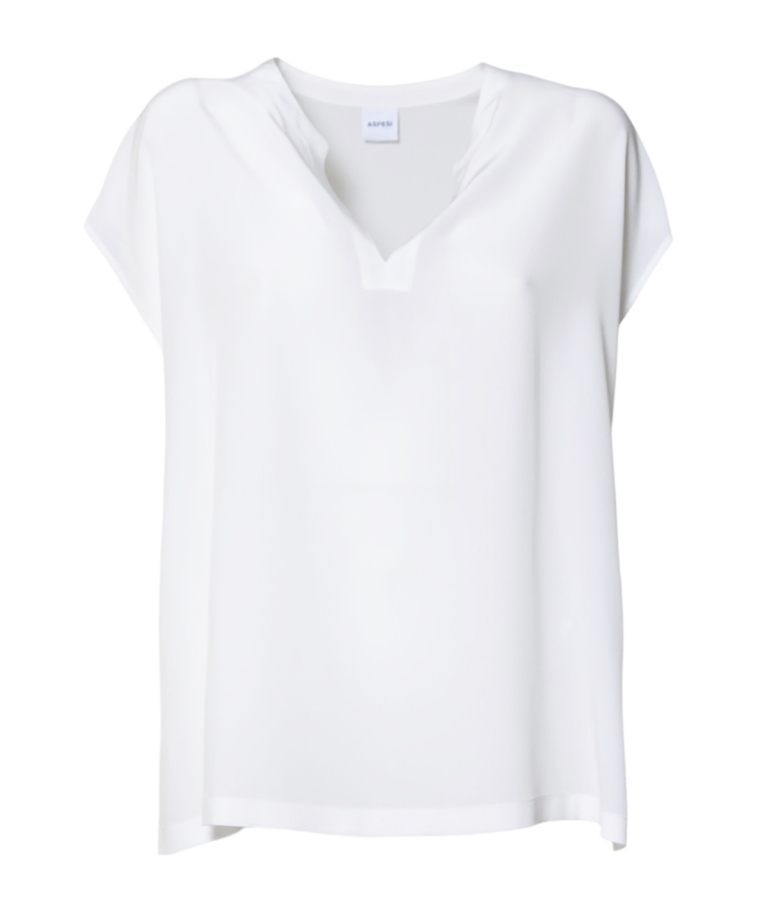 Aspesi Short-sleeved White Cotton Top With V-neck In White