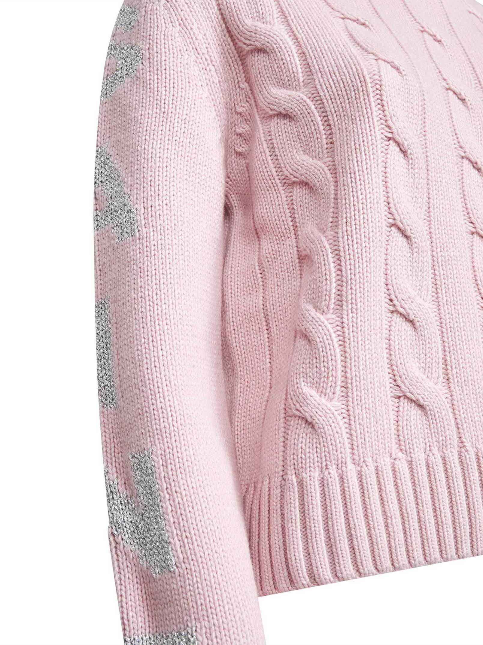 Mc2 Saint Barth Cable Knit Sweater In Pink