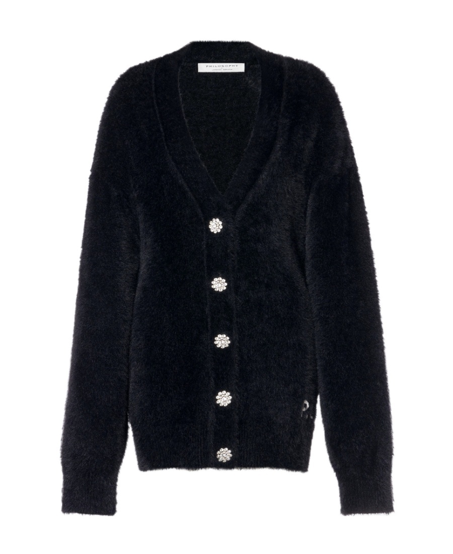 Philosophy Di Lorenzo Serafini V-neck Long-sleeved Sweater In Black