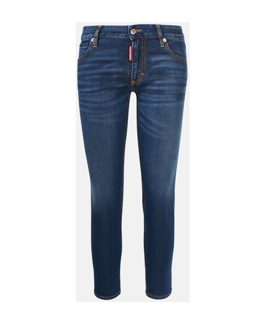 Dsquared2 Logo Apliqué Mid Rise Jeans In Blue