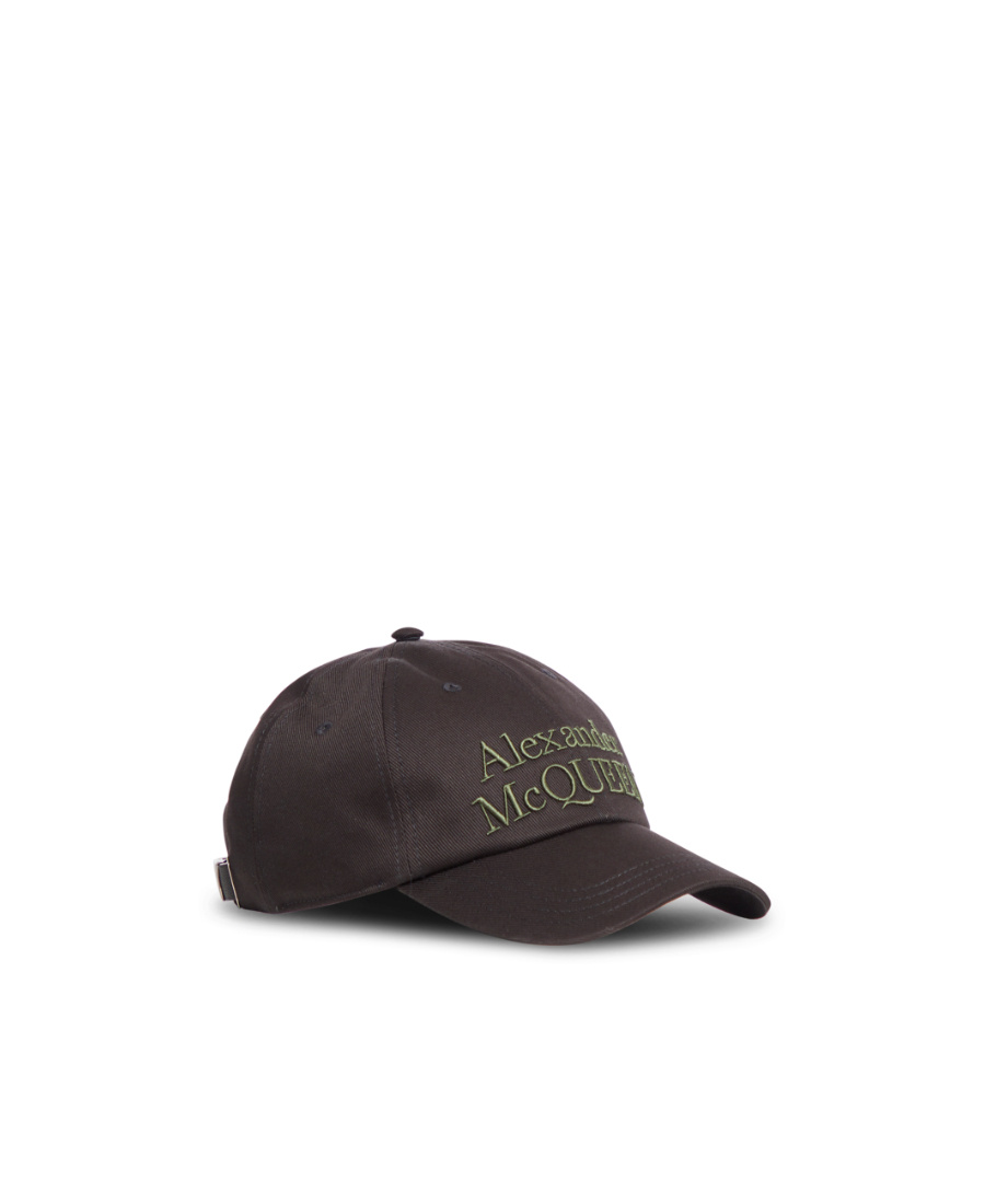 Alexander Mcqueen Cotton Twill Cap With Embroidery In Black