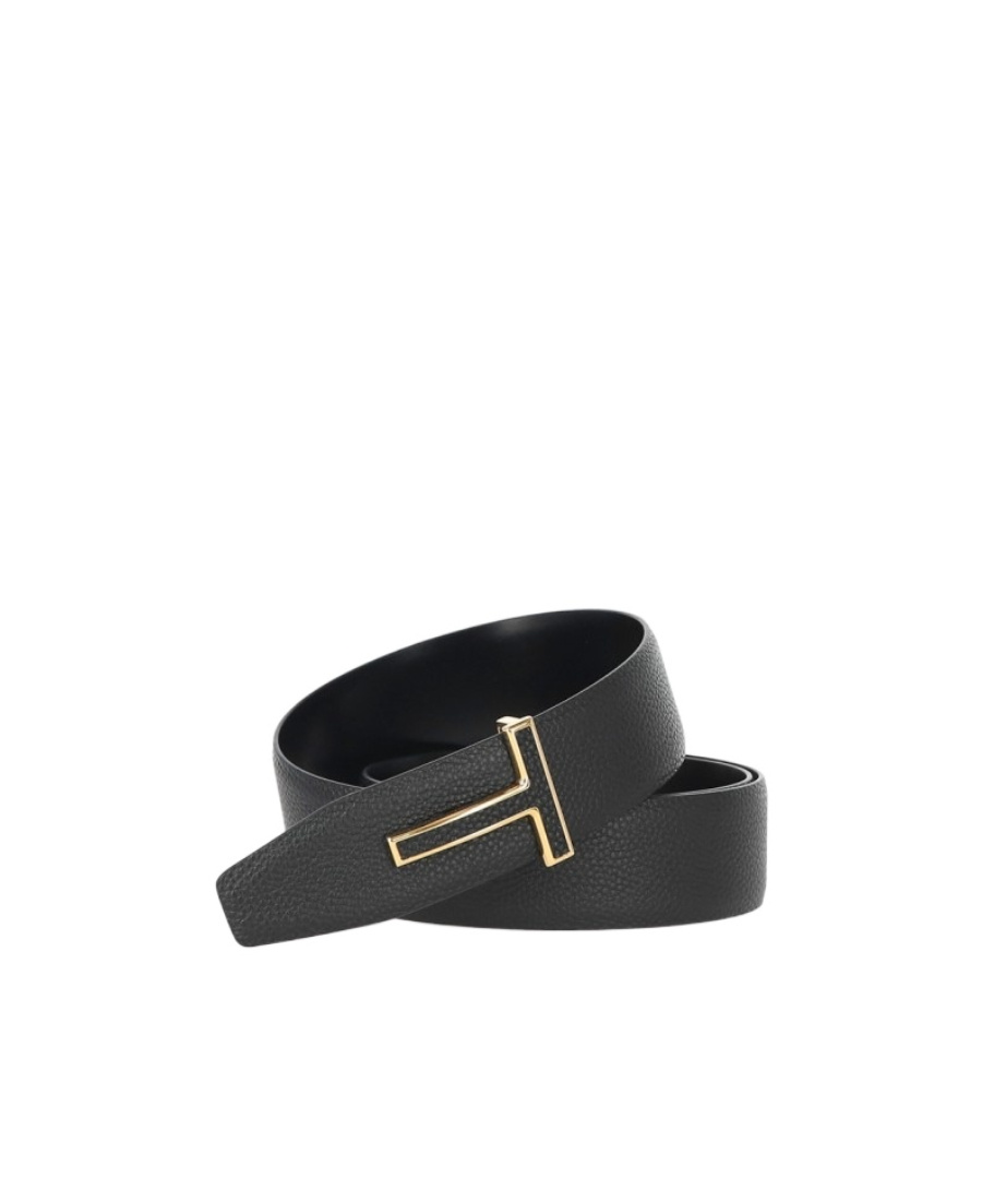 Tom Ford Logo-buckle Leather Belt In Black