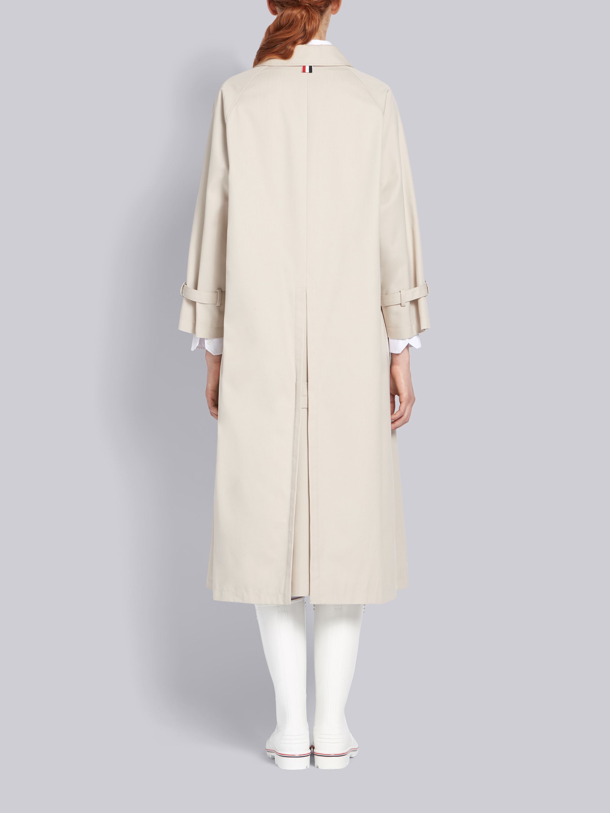 Thom Browne Raglan-sleeve Waterproof Trench Overcoat In White