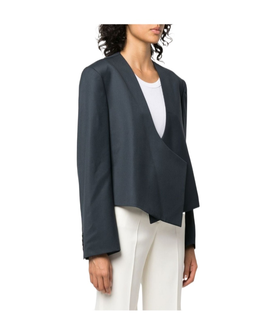 Low Classic Asymmetric Wool-blend Jacket In Black