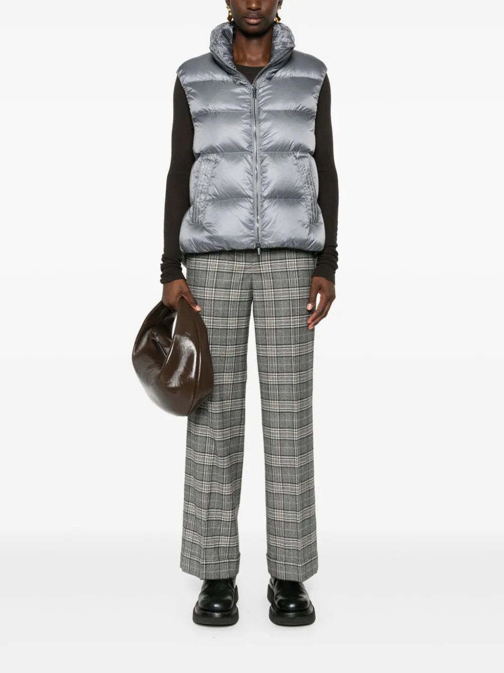 Peserico Tartan-check Trousers In Black
