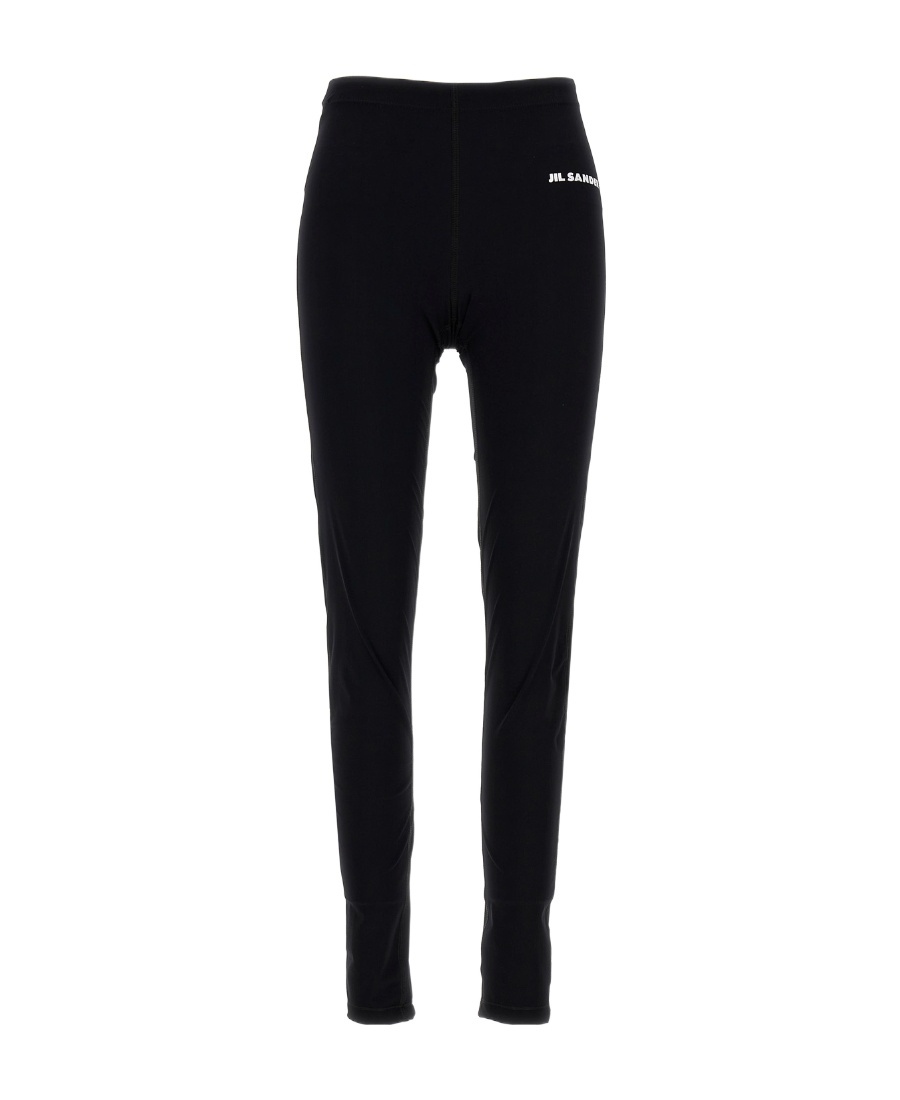 Jil Sander Black Leggings With Printed Waistband In Black