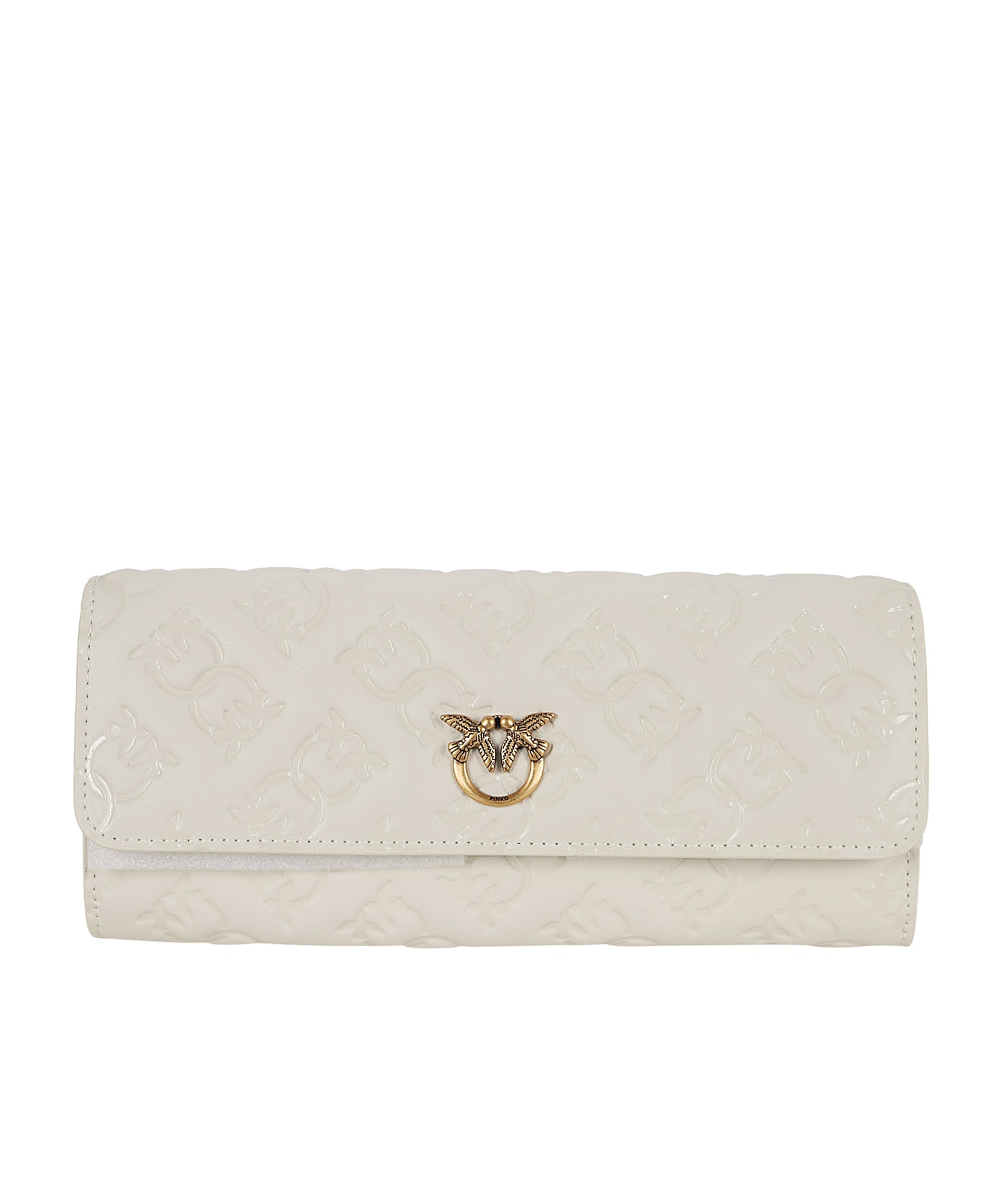 Pinko Love Birds Embossed Chain-linked Wallet In White