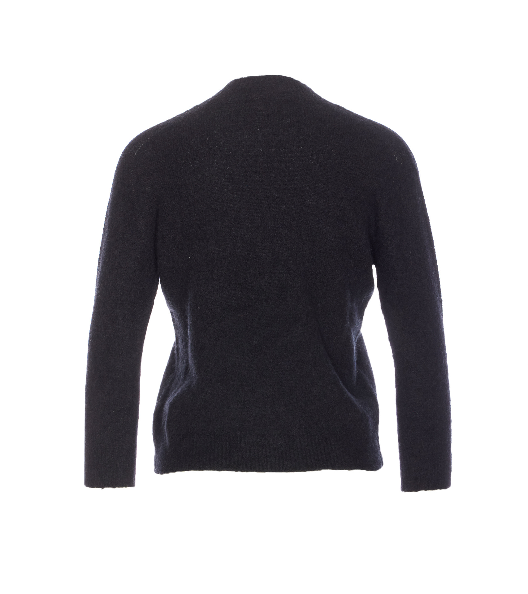 Roberto Collina Ribbed Hem Long Sleeve Crewneck Sweater In Black