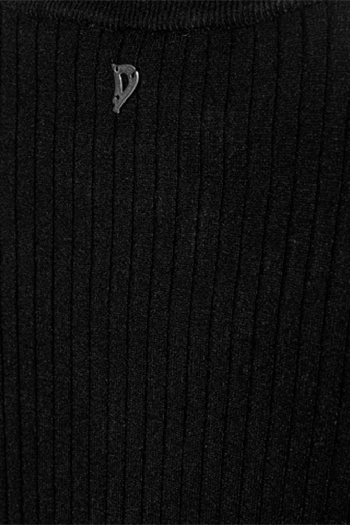 Dondup Ribbed Black Sweater With Decorative Shoulder Buttons In Black