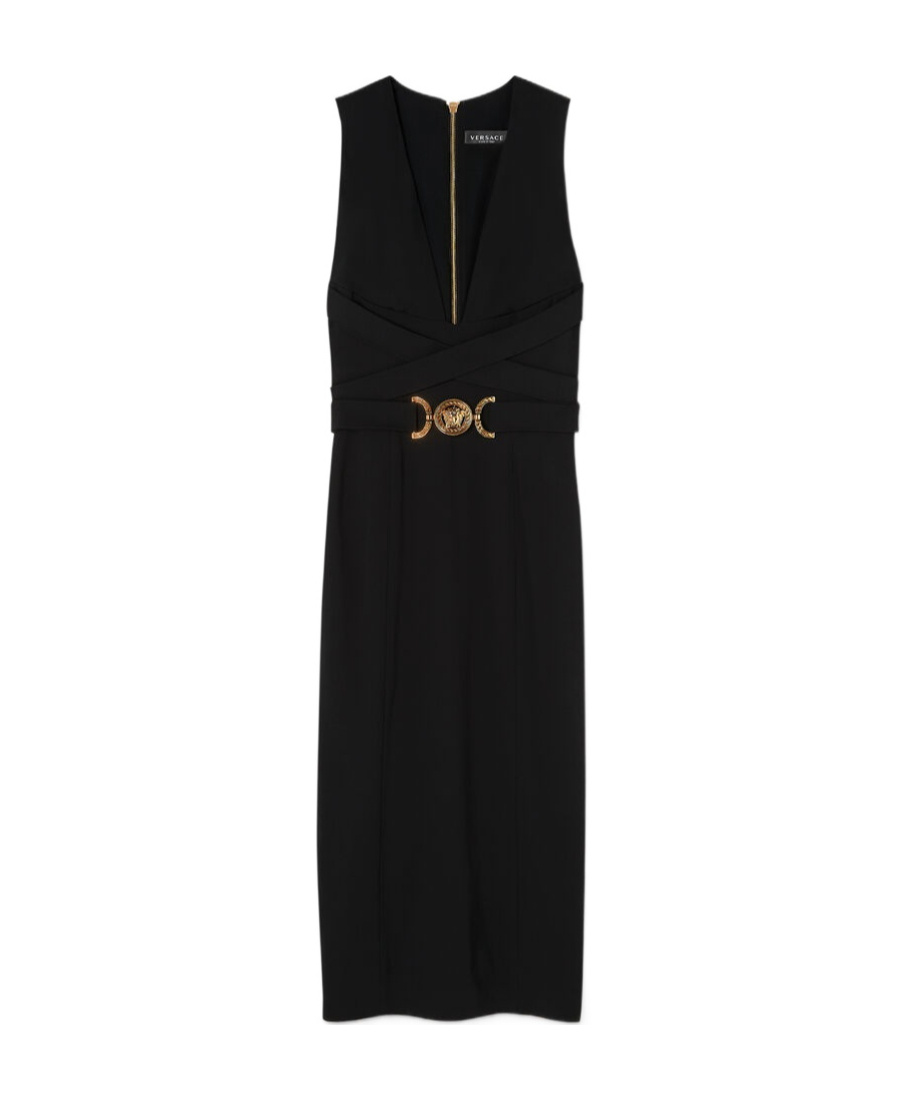 Versace Medusa '95 Black Midi Dress In Black
