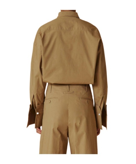 Shop Darkpark Popeline Tunic Style Shirt In Brown