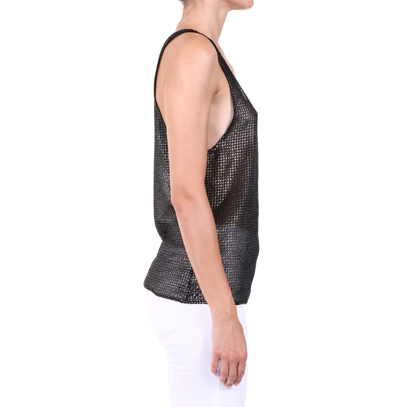 Saint Laurent Lamè Embroidered Tank Top In Black