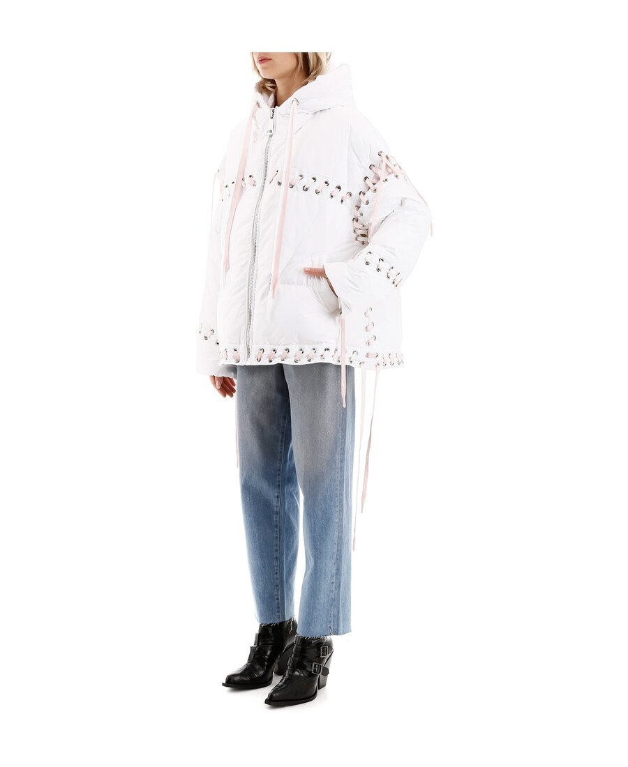 Khrisjoy Oversized Lace-up Puffer Jacket In White