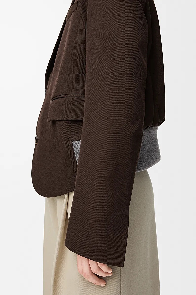 Loewe Wool Tailored Jacket In Brown