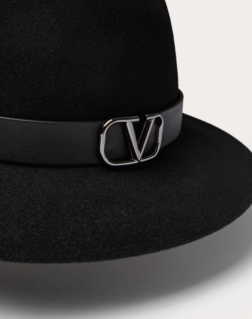 Valentino Vlogo Signature Rabbit Hair Hat In Black