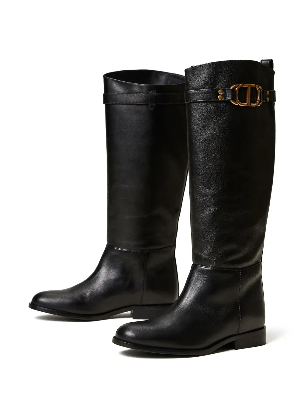 Shop Twinset Oval T Leather Boots