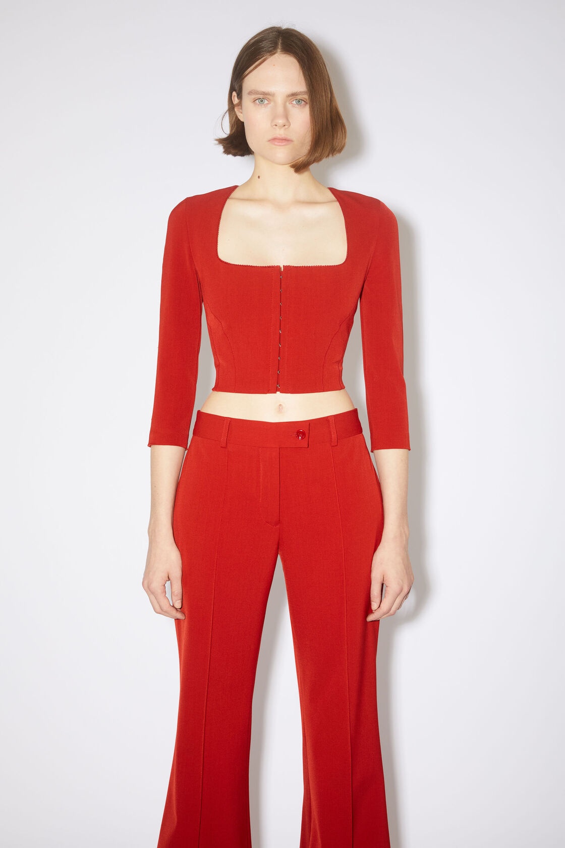 Acne Studios Square Collar Blouse With Hook Button In Red