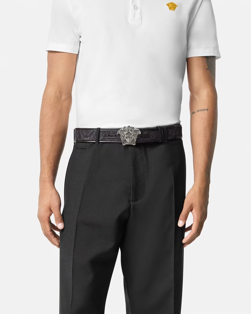 Versace La Medusa Barocco Belt In Black