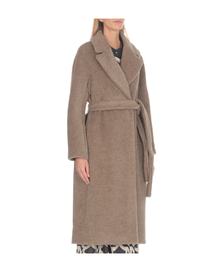 Max Mara Long-sleeved Lapel Coat In Brown
