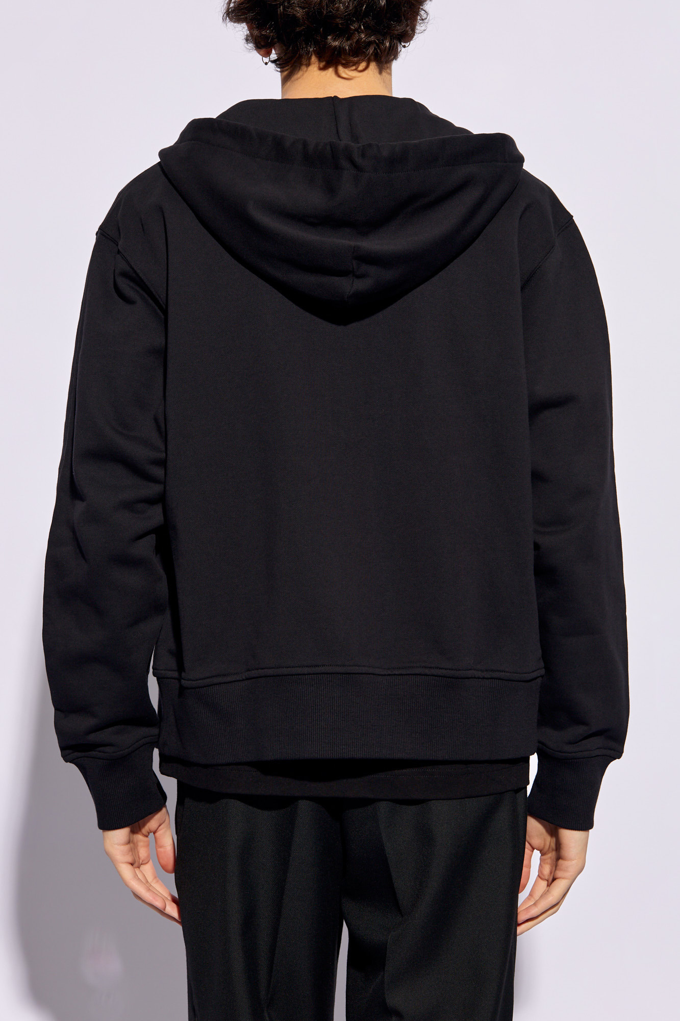 Versace Jeans Logo-patch Cotton Zip-up Hoodie In Black