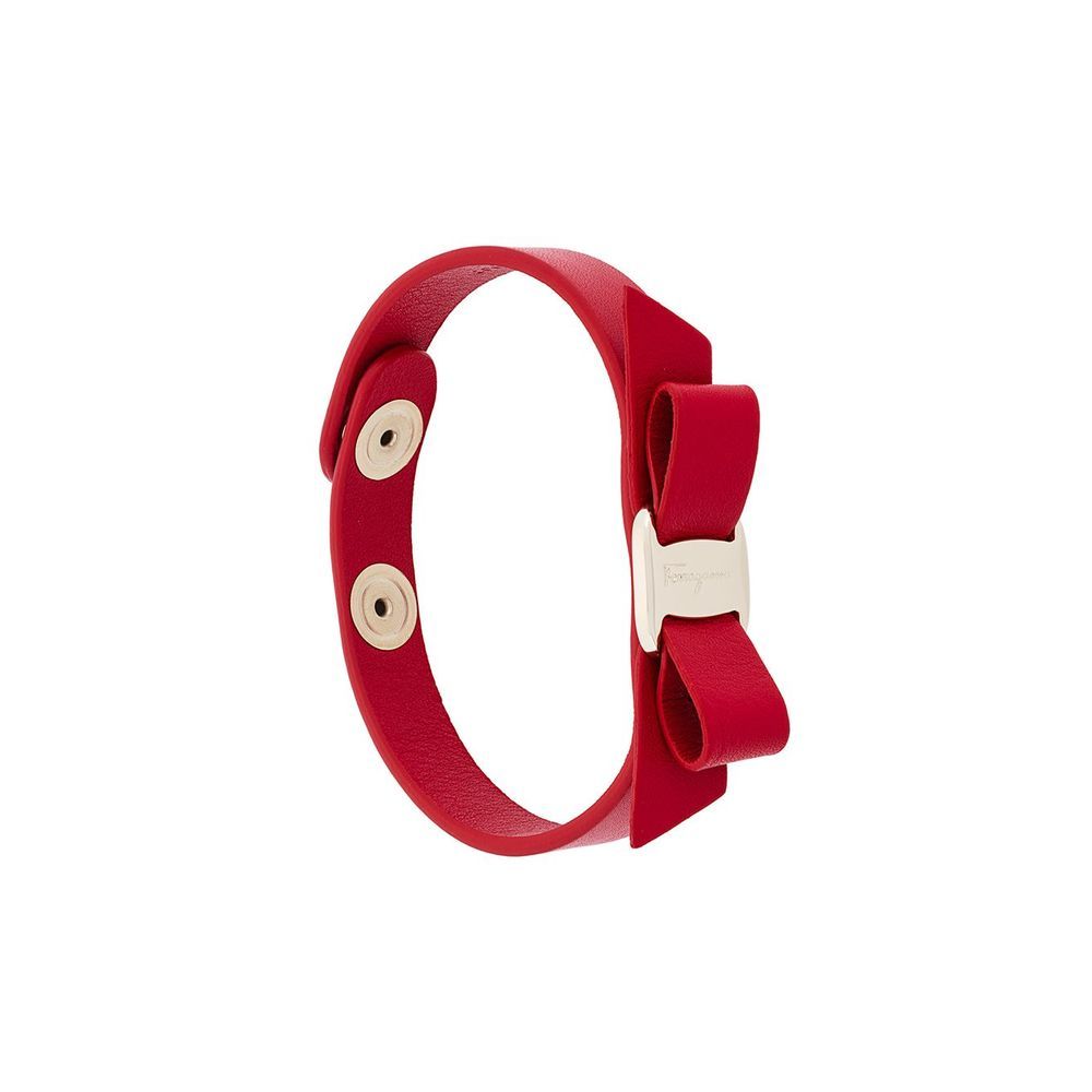 Ferragamo Flower Eyelet Adjustable Bracelet In Red