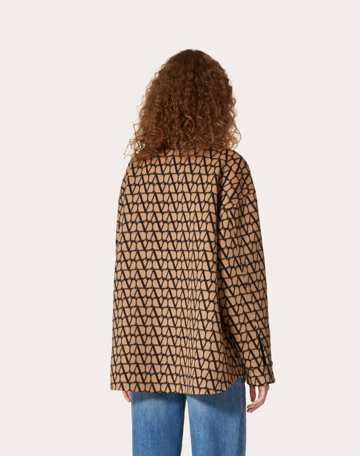 Valentino Brown Toile Iconographe Reversible Shirt In Nude