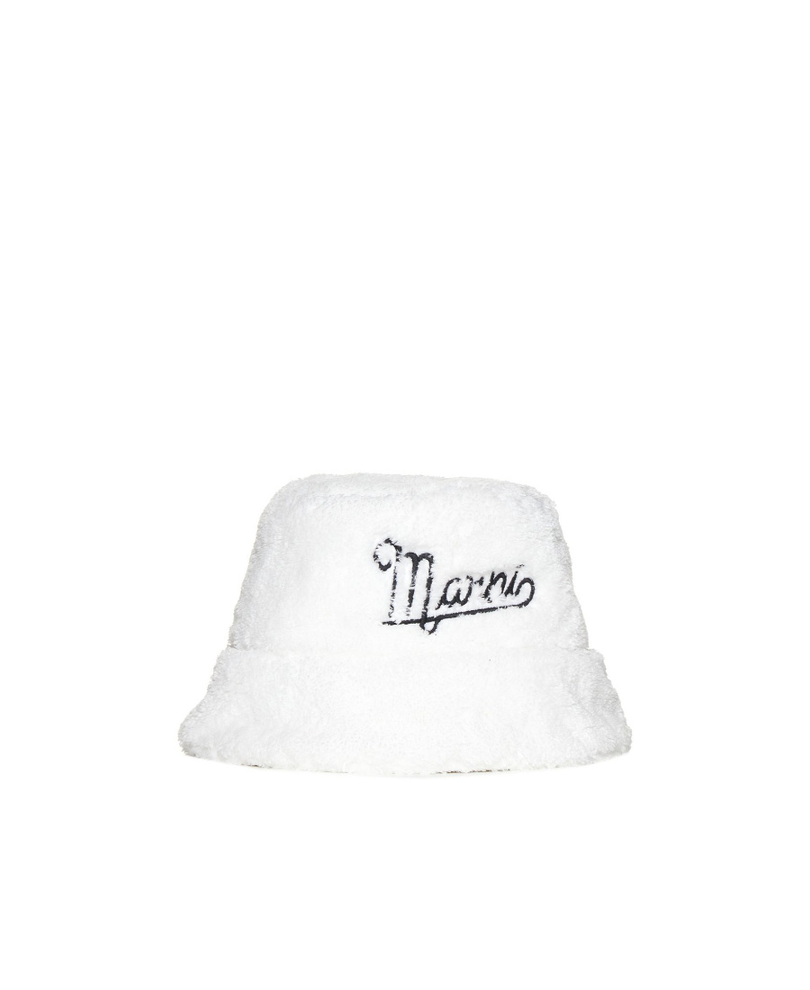 Marni White Logo Bucket Hat In White